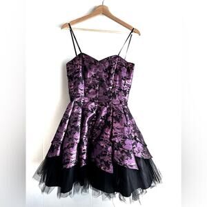 Vintage Masquerade black and purple metallic colored dress with tulle size 7/8